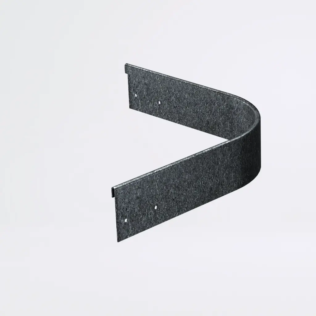 Round corner piece 75mm profile 90 degrees 305mm x 305mm Gal Lip Inside 2.0 (With Connector & 4 x Screws)