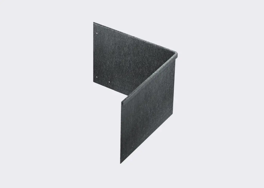 Corner piece 230mm profile 90 degrees 305mm x 305mm Galvanised Lip Outside (including Connector, 4 Screws & 2 Rivets)