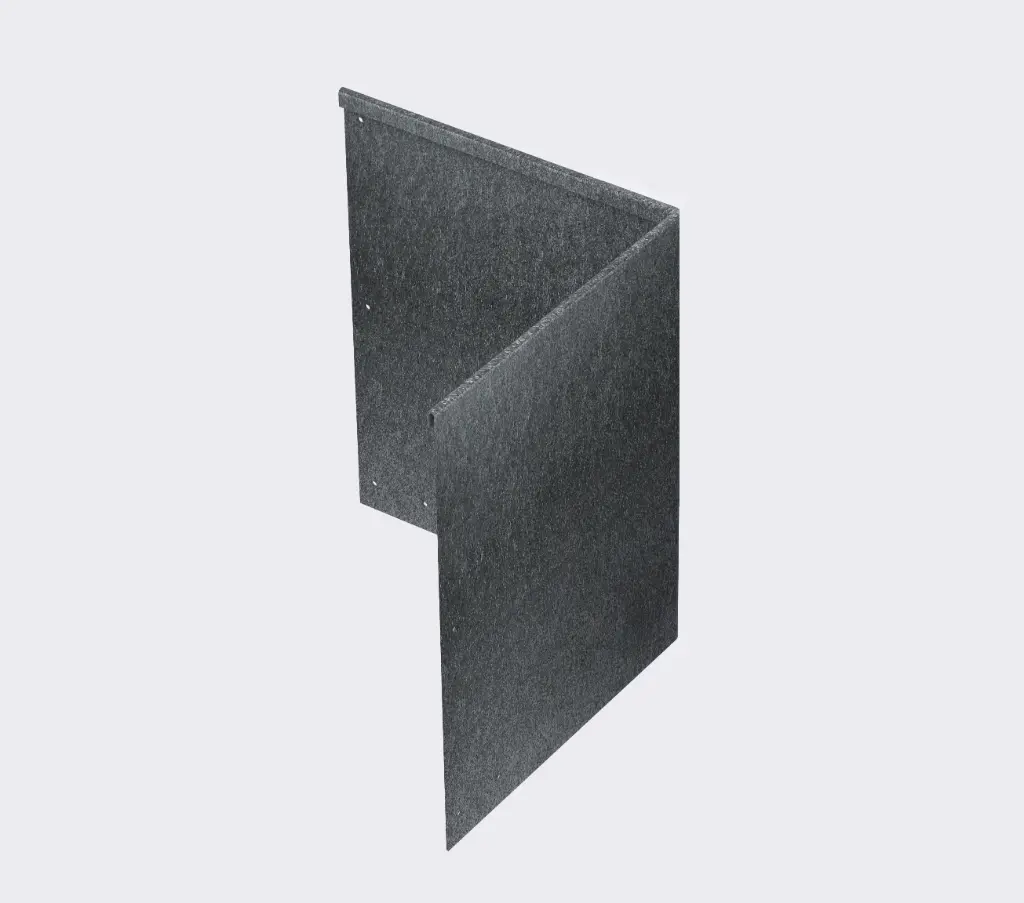 Corner piece 580mm profile 90 degrees 305mm x 305mm Galvanised Lip Inside (including Connector, 4 Screws & 6 Rivets)