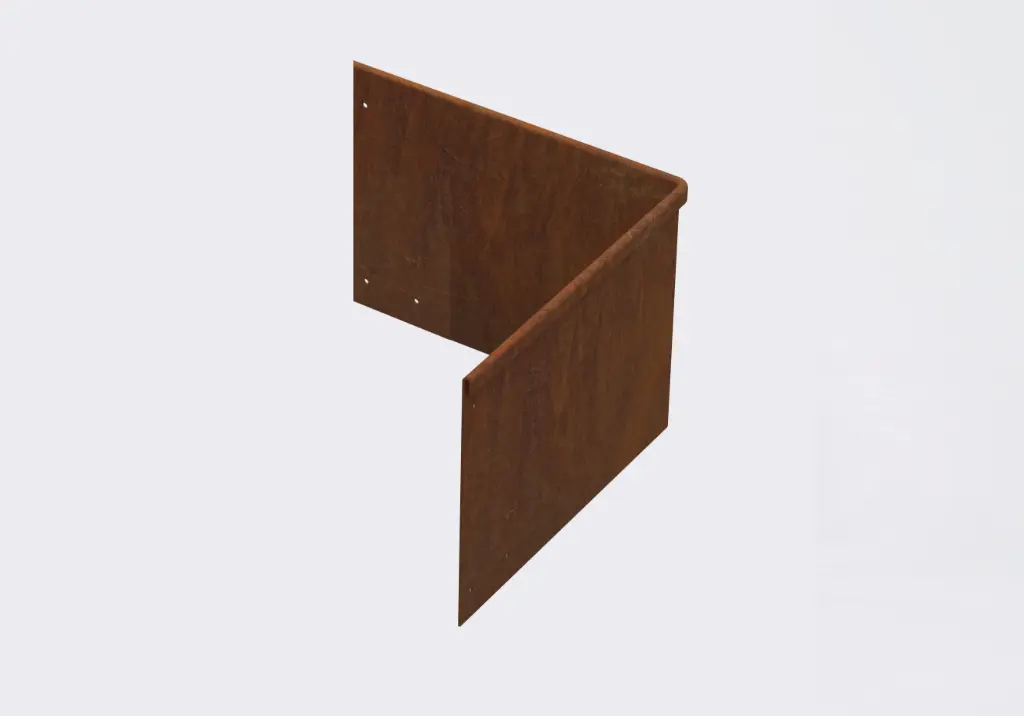 Corner piece 230mm profile 90 degrees 305mm x 305mm Redcor Lip Outside (including Connector, 4 Screws & 2 Rivets)