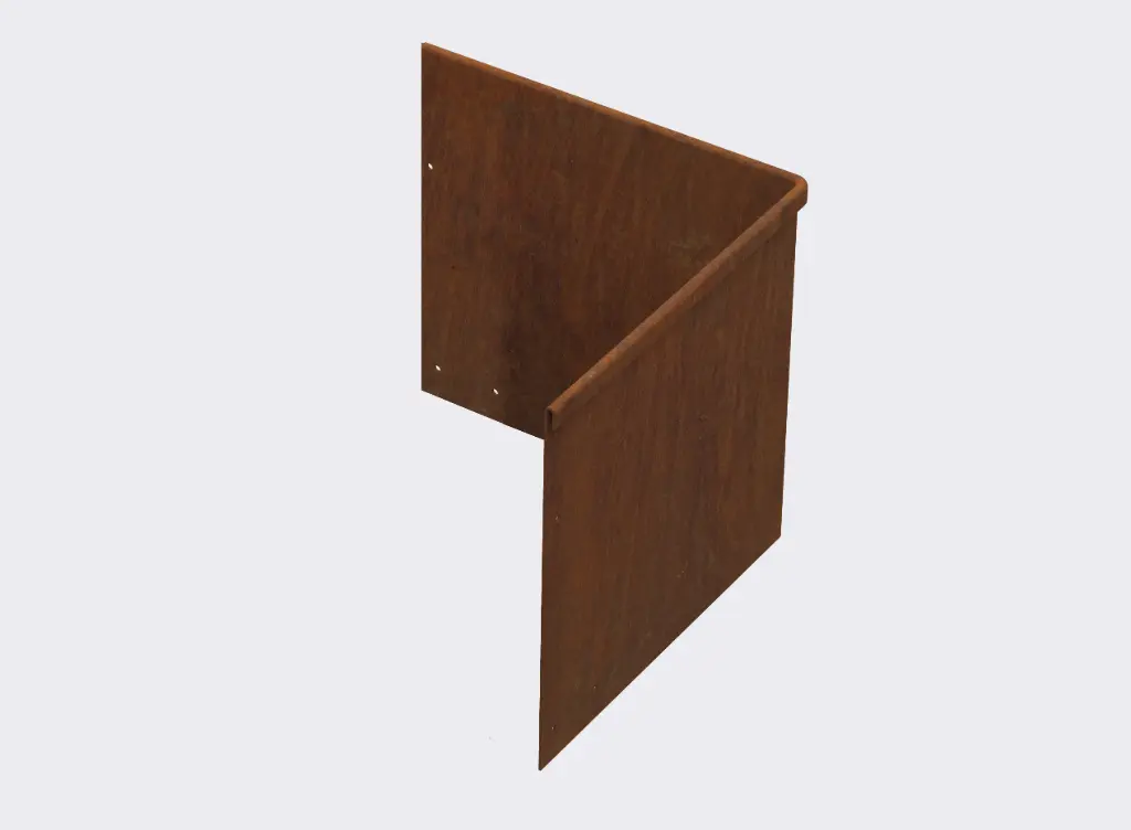 Corner piece 290mm profile 90 degrees 305mm x 305mm Redcor Lip Outside (including Connector, 4 Screws & 2 Rivets)